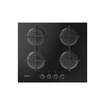 Indesit ING 61T/BK 1 piano gas vetro nero 60cm 4 fuochi griglie in ghisa lavabili in lavastoviglie Made in Italy