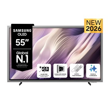 Samsung OLED AI TV 55" QE55S99HATXZT 4K, Processore NQ4 AI Gen3, 4K AI Upscaling Pro, Glare Free, OLED HDR Pro, Motion Xcelerator 165Hz, Dolby Atmos & OTS+, FloatLayer Design, Vision AI Smart TV, 2026