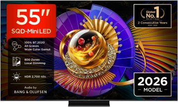 TCL C7L TV 55C7L SQD‑Mini LED da 55", 4K HDR, 2700 nit, 800 zone di dimming, Google TV, 144Hz, Dolby Vision & Atmos, Audio Bang & Olufsen