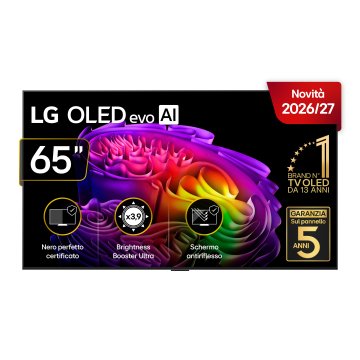 LG OLED evo AI 65'' Serie G6 OLED65G64LW, 4K, Hyper Radiant Color, Staffa a filo muro inclusa, G-Sync, SMART TV 2026