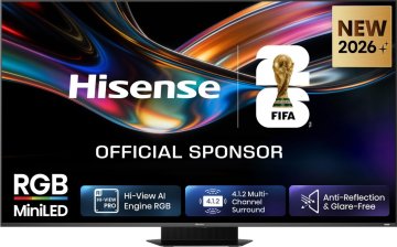 Hisense Smart TV RGB MiniLED 170Hz 65" 4K 65UR9S, Schermo Anti-Riflesso, 100% BT2020, Dolby Atmos 4.1.2 By Devialet, Dolby Vision IQ, VIDAA OS, USB-C, Native 170Hz Game Mode, Wifi 6E, BT, lativù 4K
