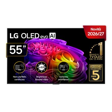 LG OLED evo AI 55'' Serie G6 OLED55G64LW, 4K, Hyper Radiant Color, Staffa a filo muro inclusa, G-Sync, SMART TV 2026