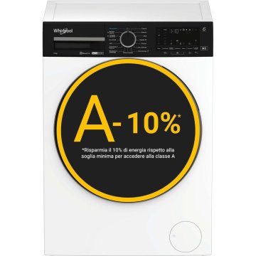 Whirlpool FRONT LOADER STD, Capacità 12kg, classe A -10%, bianco, Autodose, vapore, porta nera, Wi-Fi