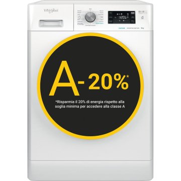 Whirlpool FFB EP 9148 BS IT, 9kg, classe A -20%, Bianco,Inverter, 1200 giri, Display digitale XL, vapore, porta nera/argento
