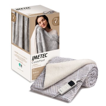 Imetec CaldoPlaid Adapto Plus Velvet&Sherpa 160x120 cm, Plaid riscaldabile, Morbida Coperta elettrica, Tecnologia Adapto Plus, Sistema Sicurezza ElectroBlock, Caldo Subito, 6 Temperature, Bassi Consum