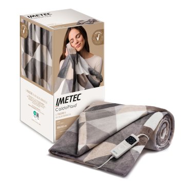 Imetec CaldoPlaid Adapto Plus Velvet Pattern Geometrico 140x180 cm, Plaid riscaldabile, Morbida Coperta elettrica, Tecnologia Adapto Plus, Sistema Sicurezza ElectroBlock, Caldo Subito, 6 Temperature,