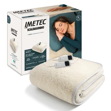 Imetec Scaldasonno Adapto Plus 100% Lana e Merino, Matrimoniale 160x150 cm, Caldo Subito, Tecnologia brevettata Adapto Plus, Sistema Sicurezza ElectroBlock, Bassi consumi, 6 Temperature, Autospegnimen
