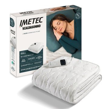 Imetec Scaldasonno Adapto Plus 100% Cotone, Singolo 80x150 cm, Caldo Subito, Tecnologia Brevettata Adapto Plus, Sistema Sicurezza ElectroBlock, Bassi consumi, 6 Temperature, Autospegnimento 1, 3, 9 or