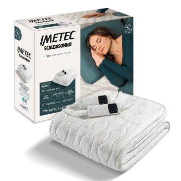 Imetec Scaldasonno Adapto Plus 100% Cotone, Matrimoniale 160x150 cm, Caldo Subito, Tecnologia Brevettata Adapto Plus, Sistema Sicurezza ElectroBlock, Bassi consumi, 6 Temperature, Autospegnimento 1, 3