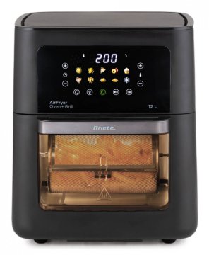 Ariete 4641 Air Fryer Oven + Grill, Friggitrice ad aria e Forno, 1800W, Capacità 12L, pannello digital touch, 10 programmi pre impostati, Cottura su 3 livelli, Girarrosto, Cestello Rotante, Essiccazio
