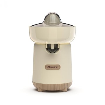 Ariete 417 Spremiagrumi Breakfast Wood, 40W, Effetto Legno, 2 Coni, Beccuccio Antigoccia, Attivazione a Pressione, Beige