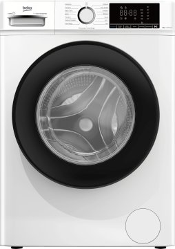 Beko b100 BMX8126DB 8kg classe A bianco, inverter 1200 giri, display XL, oblò nero, vapore