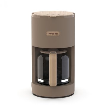 Ariete 1394 Macchina per Caffè con Filtro Breakfast Wood, Macchina Caffè Americano, 12 Tazze, Dettagli Effetto Legno, Piastra Riscaldante Antiaderente, Tortora
