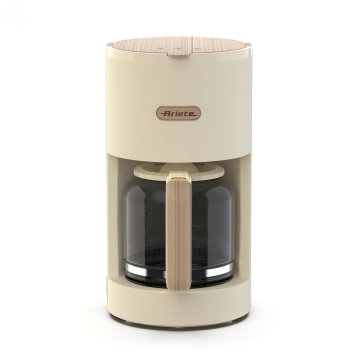 Ariete 1394 Macchina per Caffè con Filtro Breakfast Wood, Macchina Caffè Americano, 12 Tazze, Dettagli Effetto Legno, Piastra Riscaldante Antiaderente, Beige