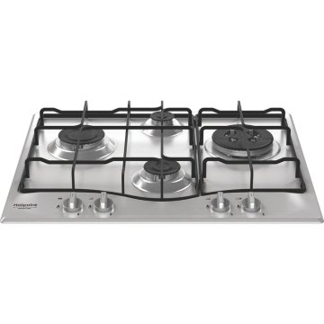 Hotpoint Ariston PCN R643N T/IX/HA Piano cottura 60 cm, griglie smaltate effetto ghisa, 4 fuochi di cui 1 tripla corona