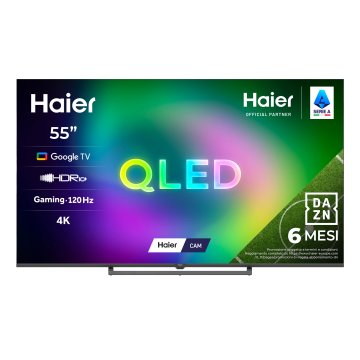 Haier S80G Series Smart TV QLED 55" H55S80GUX, 4K, Google TV, AI Picture Quality, Gaming 120Hz DLG, HDR10+, Dolby Audio, HDMI 2.1 x4