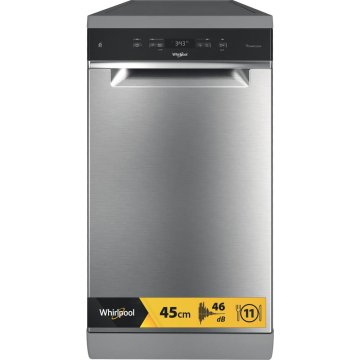 Whirlpool Lavastoviglie SLIM FS 45 cm classe D, 11 coperti, Terzo cesto, 6° senso, PowerCleanPro, Inox