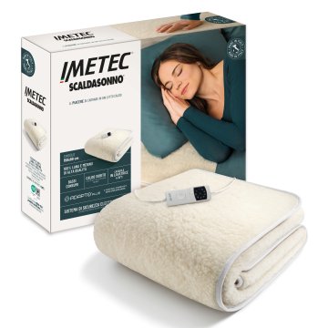 Imetec Scaldasonno Adapto Plus 100% Lana e Merino, Singolo 80x150 cm, Caldo Subito, Tecnologia Brevettata Adapto Plus, Sistema Sicurezza ElectroBlock, Bassi consumi, 6 Temperature, Autospegnimento 1,
