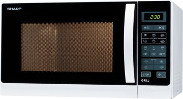 Sharp Home Appliances R-742WW forno a microonde Nero, Bianco Microonde con grill Superficie piana 25 L 900 W
