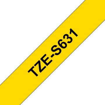 Brother Cassetta nastro per etichettatura originale TZe-S631 – Nero su giallo, 12 mm di larghezza