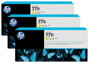 HP Confezione da 3 cartucce di inchiostro giallo DesignJet 771C, 775 ml