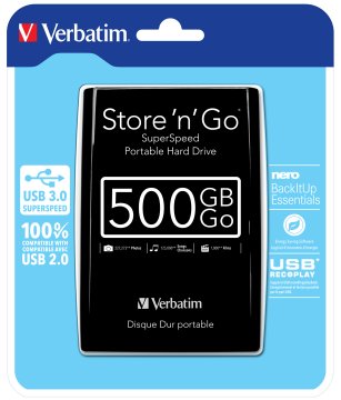 Verbatim Disco rigido portatile Store 'n' Go USB 3.0 500GB Nero