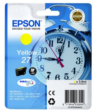 Epson Alarm clock 27 DURABrite Ultra cartuccia d'inchiostro 1 pz Originale Giallo