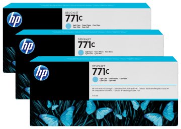 HP Confezione da 3 cartucce di inchiostro ciano chiaro DesignJet 771C, 775 ml