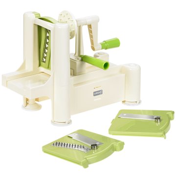 Lurch Spirali affettatrice Manuale Crema, Verde Plastica, Acciaio inox