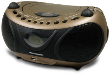 Metronic 477106 impianto stereo portatile Analogico 2 W AM, FM Nero, Rame Riproduzione MP3