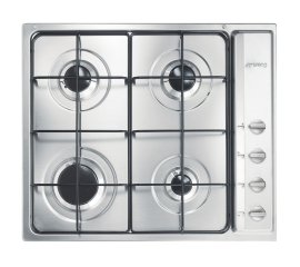 Smeg S64S piano cottura Acciaio inox Da incasso 60 cm Gas 4 Fornello(i) Cappa da incasso