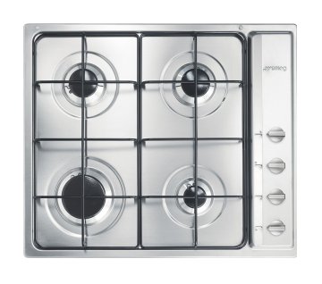 Smeg S64S piano cottura Acciaio inox Da incasso 60 cm Gas 4 Fornello(i) Cappa da incasso