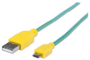 Manhattan 394000 cavo USB USB 2.0 1 m USB A Micro-USB B Verde, Giallo
