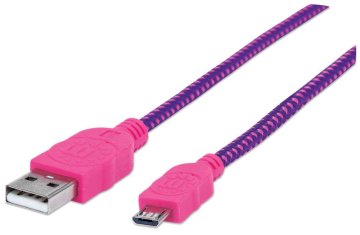 Manhattan 394048 cavo USB USB 2.0 1 m USB A Micro-USB B Rosa, Viola