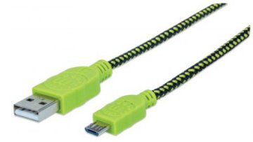 Manhattan 394062 cavo USB USB 2.0 1 m USB A Micro-USB B Nero, Verde