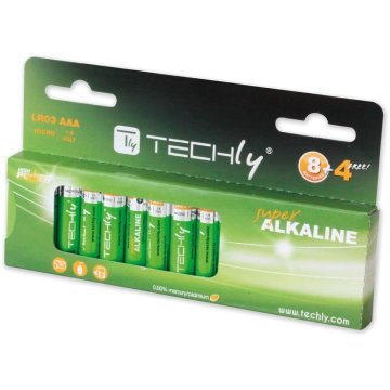 Techly Blister 12 Batterie High Power Mini Stilo AAA Alcaline LR03 1,5V (IBT-KAL-LR03-B12T)