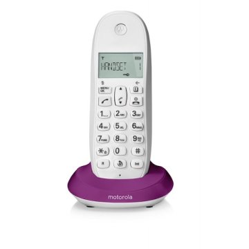 Motorola C1001L Telefono DECT Identificatore di chiamata Viola, Bianco