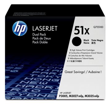 HP Confezione da 2 cartucce originali di Toner nero ad alta capacità LaserJet 51X