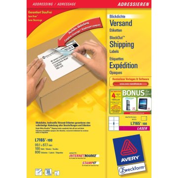 Avery L7165-100 etichetta autoadesiva Bianco 800 pz