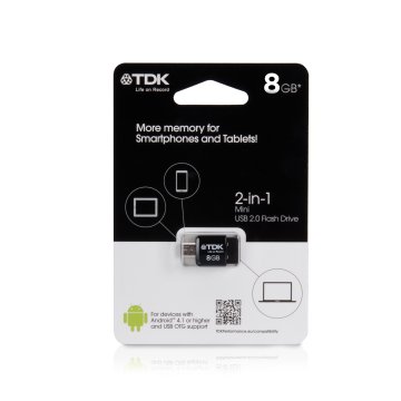 TDK 2 in 1 Mini 8GB unità flash USB USB Type-A / Micro-USB 2.0 Nero