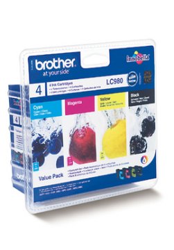 Brother LC980 Pack cartuccia d'inchiostro 4 pz Originale Resa standard Nero, Ciano, Magenta, Giallo