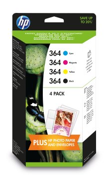HP 364 4-pack Nero/Cyan/Magenta/Yellow Original Ink Cartridges cartuccia d'inchiostro 4 pz Originale Resa standard Nero, Ciano, Magenta, Giallo
