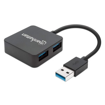 Manhattan 162296 hub di interfaccia USB 3.2 Gen 1 (3.1 Gen 1) Type-A 5000 Mbit/s Nero