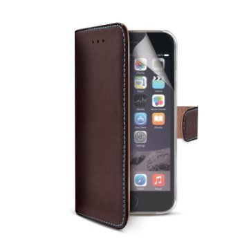 Celly PELLEIPH6BR custodia per cellulare 11,9 cm (4.7") Custodia a borsellino Marrone