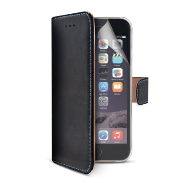 Celly PELLEIPH6PBK custodia per cellulare 14 cm (5.5") Custodia a borsellino Nero