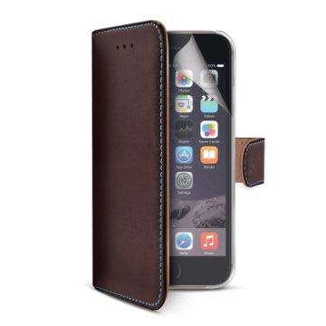 Celly PELLEIPH6PBR custodia per cellulare 14 cm (5.5") Custodia a borsellino Marrone