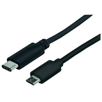 Manhattan 1m, USB 2.0 Micro-B/USB C cavo USB Micro-USB B Nero