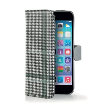 Celly PDPAGEIPH6BK custodia per cellulare Custodia a libro Nero, Bianco