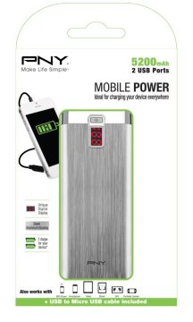 PNY PowerPack Digital 5200 Ioni di Litio 5200 mAh Alluminio