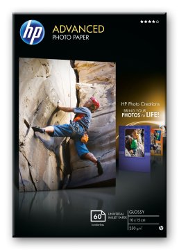 HP Advanced Glossy Photo Paper carta fotografica Nero, Blu, Bianco Lucida